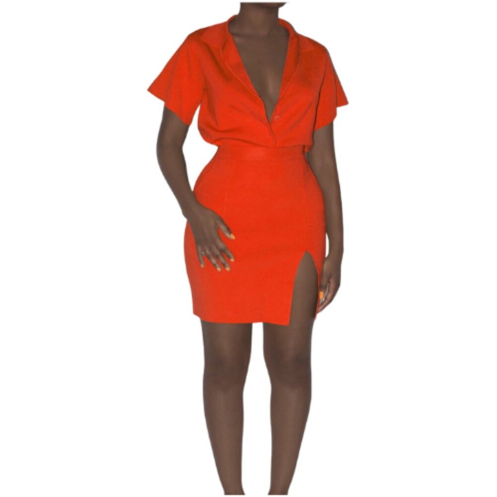 Hanifa Red Mini Skirt Set